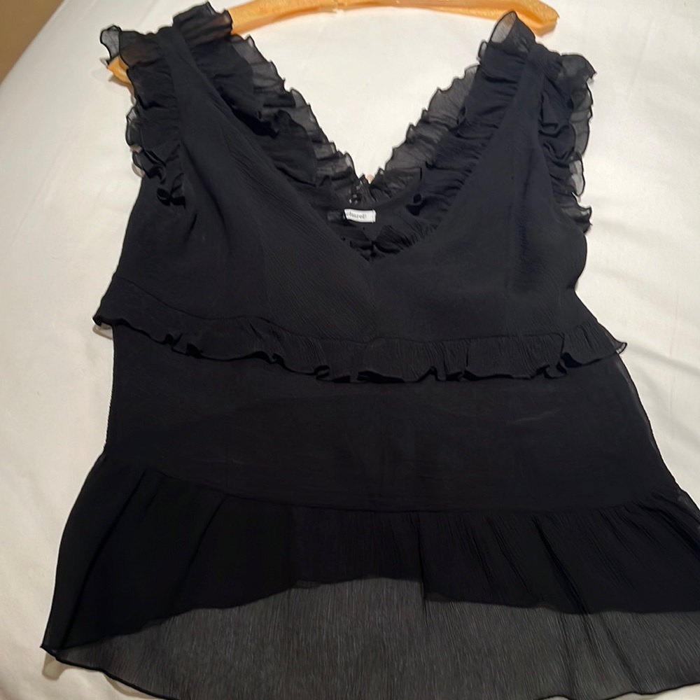 100% Silk Fitted Ruffled Top
